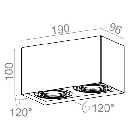 Oprawa natynkowa SQUARES 50x2 ON kol. CZARNY (45812-0000-U8-PH-12) - Aqform