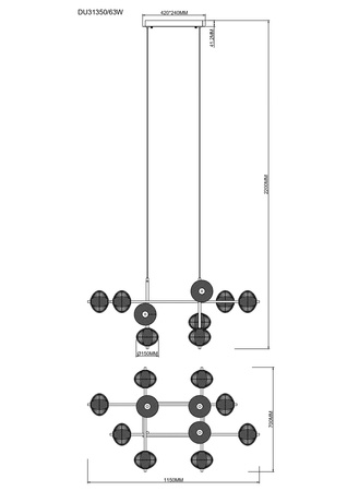 GALATEA LAMPA WISZĄCA ZŁOTA/GOLD (DU31350/63W) - Zuma Line
