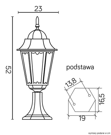 Lampa stojąca zewnętrzna Retro Classic II K 40111 H (K 4011/1/H) - SU-MA