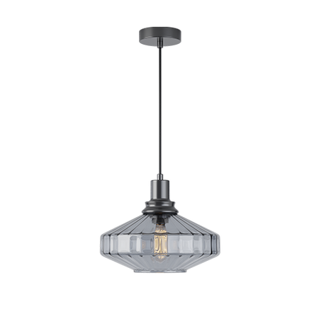 PENDANT LIGHT E27 MAX 40W METAL-GLASS ANODISED DARK GREY (23012 Zambelis) - Zambelis
