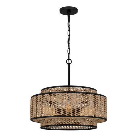 Lampa wisząca z plecionki rattanowej Teton (QZ-TETON-5P-MBK) - Elstead Lighting