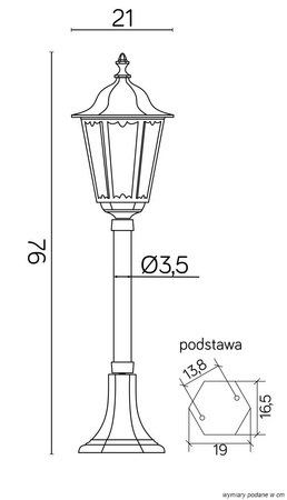 Lampa stojąca zewnętrzna Słupek Retro Midi (K 5002/3/M) - SU-MA