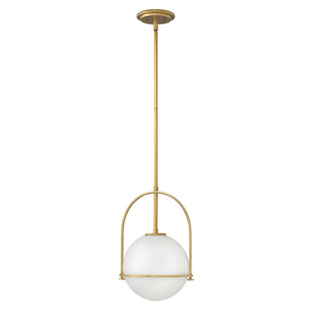 Lampa wisząca Somerset - 1 źródło światła - Opalowe szkło - Stary mosiądz (QN-SOMERSET-P-O-HB) - Quintiesse