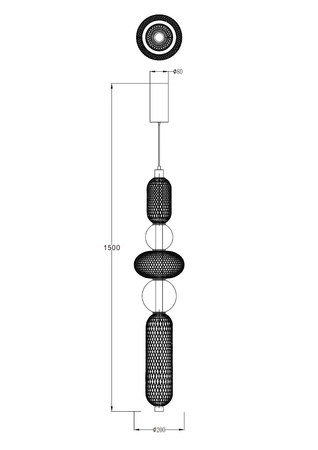 SARR LAMPA WISZĄCA CZARNY MAT+ZŁOTA/MATT BLACK+GOLD (MD2596-5A-3BGT) - Zuma Line