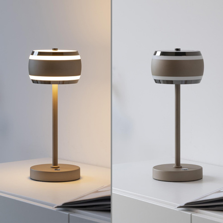 Przenośna, ładowana lampa na stół PURE FALLING RINGS BRĄZOWA/CHROM (4503-97) - Paul Neuhaus