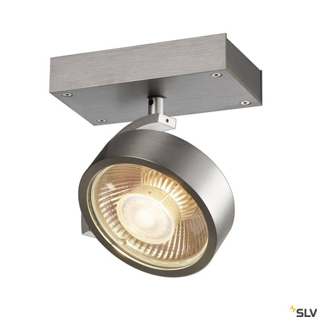 KALU, lampa ścienna i sufitowa, jednopunktowa, QPAR111, okrągła, szczotkowane aluminium, maks. 75 W (147306) - SLV