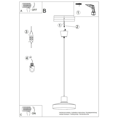 Lampa wisząca BILO ochra czerwona (SL.1706) - Sollux Lighting