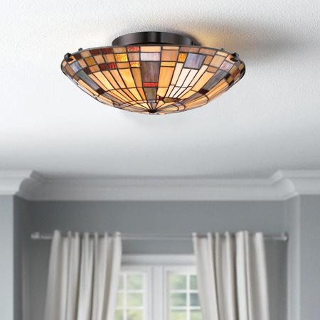Lampa w stylu Tiffany - Plafon Inglenook Valiant brąz (QZ-INGLENOOK-F-SMALL) - Elstead Lighting