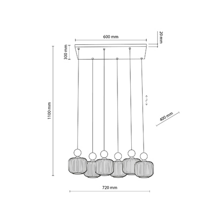 BALLO LAMPA WISZĄCA 6XE14 (11052) - TK Lighting