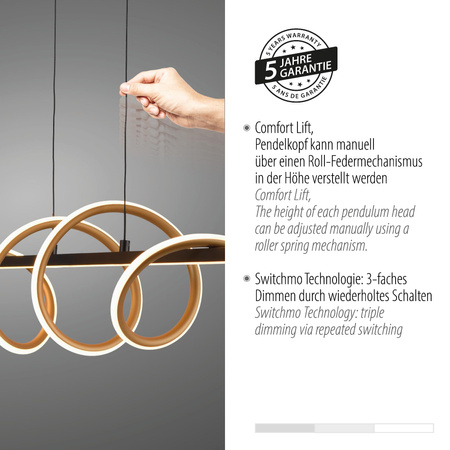 EMANDA LAMPA WISZĄCA MOSIĄDZ/CZARNY (19113-68) - Paul Neuhaus