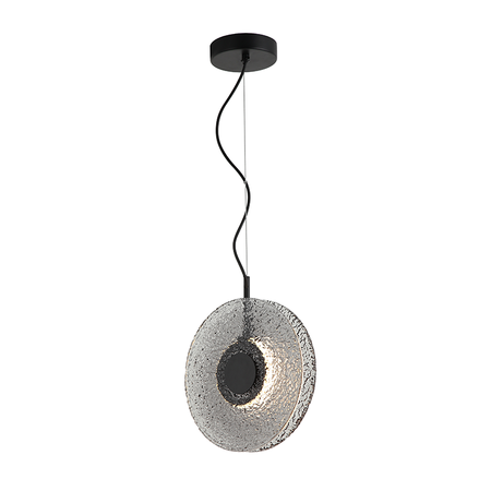 PENDANT LED LIGHT 8W 3000K METAL-GLASS, BLACK-SMOKED GREY (23072 Zambelis) - Zambelis