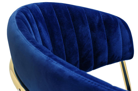 Krzesło MARGO ciemny niebieski - welur, podstawa złota (KH121100121.64) - King Home