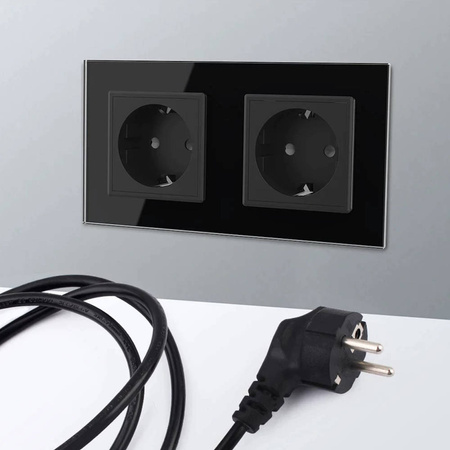 Gniazdo podwójne elektryczne 16A z różowym panelem szklanym (VL-W02G-67) LIVOLO