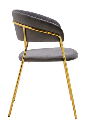 Krzesło MARGO ciemny szary - welur, podstawa złota (KH121100121.11) - King Home
