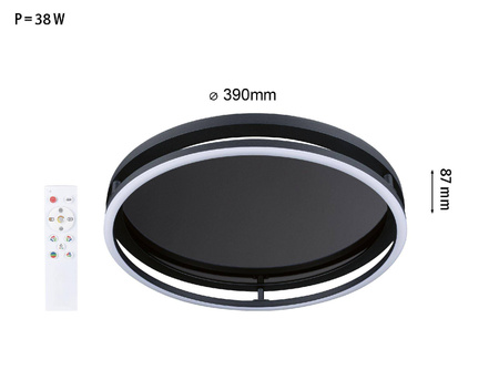 Plafoniera SPACEGLOW ONE LED 3D DIM RGB rainbow 38W 3900lm 3000-6500K pilot  230V czarny matowy / metal (PL71056) - PAULMANN