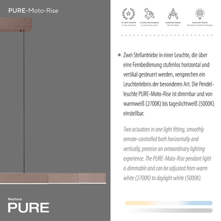 Lampa z płynną regulacją wysokości i szerokości PURE-MOTO-RISE BRĄZOWA (2545-34) - Paul Neuhaus