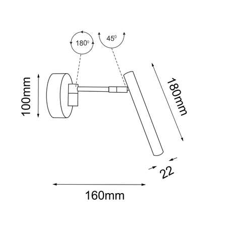 Kinkiet Kosame K2 - Czarny (180 mm)   (4053) - Shilo