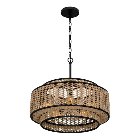 Lampa wisząca z plecionki rattanowej Teton (QZ-TETON-5P-MBK) - Elstead Lighting
