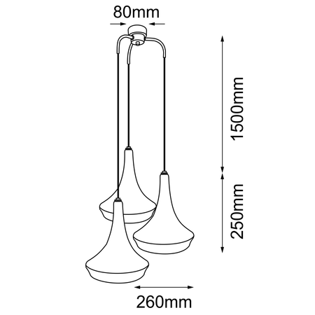 Lampa wisząca Mahaka 3 - Szara (500 mm)   (5183) - Shilo