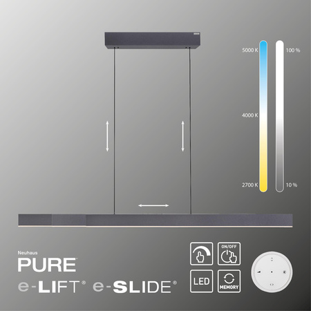 Lampa z płynną regulacją wysokości i szerokości PURE-MOTO-RISE CZARNY PERŁOWY (2545-18) - Paul Neuhaus