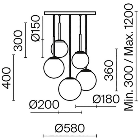 Lampa wisząca Basic form 5 czarna (MOD321PL-05B) - Maytoni