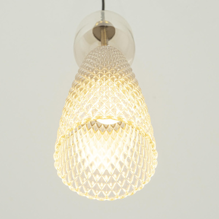 PENDANT LIGHT E14 MAX 40W METAL-GLASS ANTIQUE BRASS (23008 Zambelis) - Zambelis