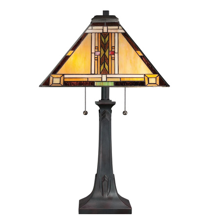 Lampa na stół w stylu Tiffany - Lampa stołowa Navajo Brązowy  (QZ-NAVAJO-TL-VB) - Elstead Lighting