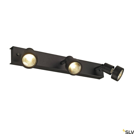 PURI 3, lampa ścienna i sufitowa, trzypunktowa, QPAR51, kolor czarny matowy, maks. 150 W, z pierścieniem dekoracyjnym (147380) - SLV