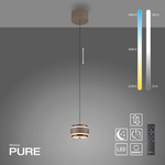 Lampa na pilota, z regulacją światła i wysokości PURE FALLING RINGS BRĄZOWA/CHROM (2503-97) - Paul Neuhaus