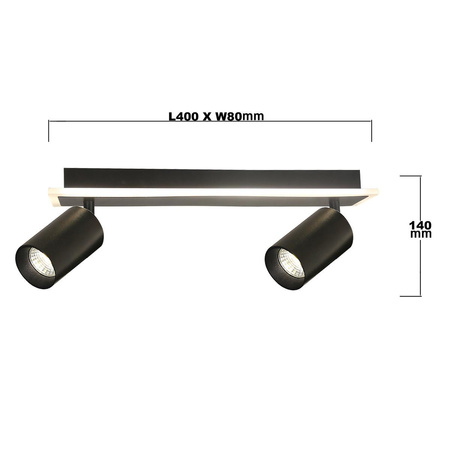 Lampa sufitowa Spot Parma 2 listwa (LP-0612/2WS BK) - Light Prestige