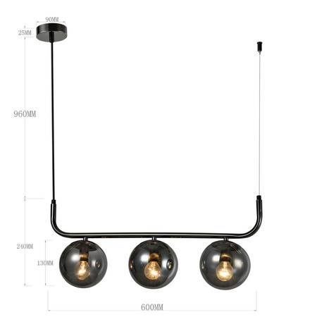Lampa wisząca Alisa 3 smoked (LP-005/3L BK) - Light Prestige