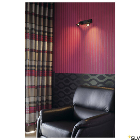 PURI 2, lampa ścienna i sufitowa, dwupunktowa, QPAR51, kolor czarny matowy, maks. 100 W, z pierścieniem dekoracyjnym (147370) - SLV