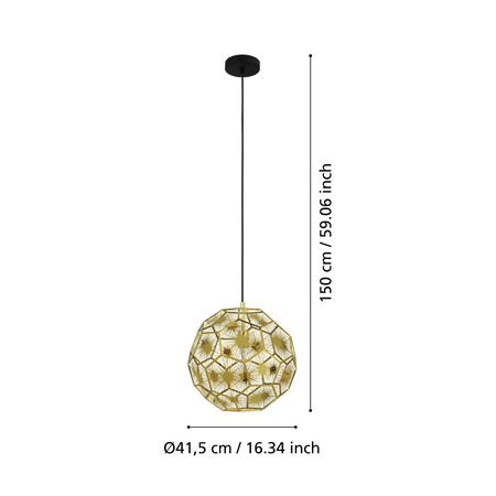 Lampa wisząca SKOURA czarna (39755) - EGLO