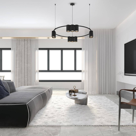 Lampa wisząca (koło) GENESIS BLACK 10xGU10 (ML0373) - Milagro