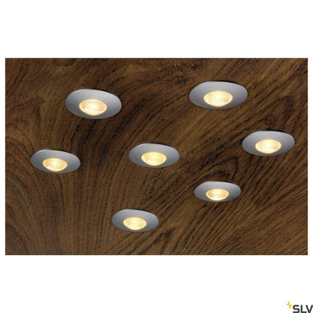 DEKLED, lampa wpuszczana, LED, 3000K, okrągła, kolor srebrny metaliczny, 1W (112242) - SLV