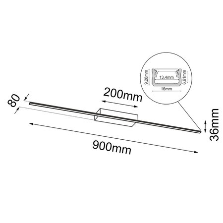 Kinkiet Slim W - Czarny (900 mm) 4000K (4001) - Brosline