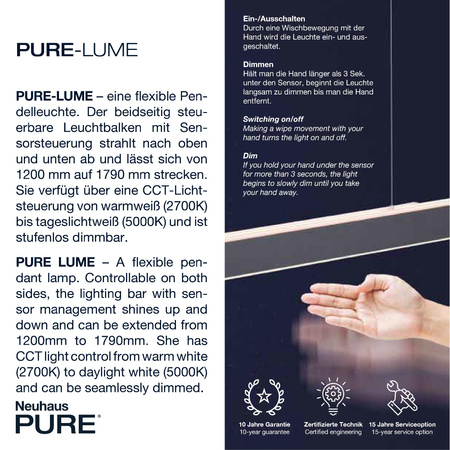 PURE-LUME LAMPA WISZĄCA ANTRACYT (2738-13) - Paul Neuhaus