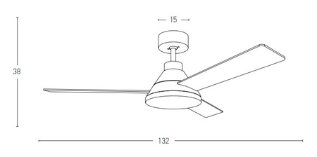 Wentylator sufitowy 22W z drewnianymi łopatkami, brązowy (22083 Zambelis) - Zambelis
