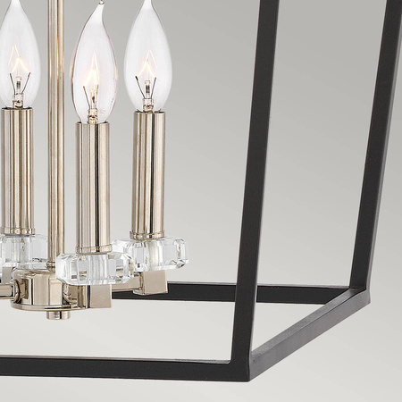 Duża lampa wisząca/ Półplafon Stinson - 4 źródła światła - Czarna/ Polerowany nikiel (QN-STINSON-4P-L-BK) - Quintiesse