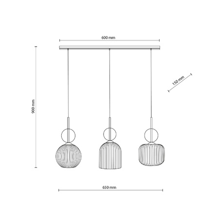 SOPHIA COGNAC LAMPA WISZĄCA 3XE14 (11042) - TK Lighting
