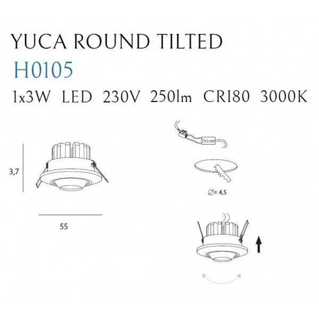 Oprawa halogenowa YUCA ROUND TILTED czarna (H0105) - MAXlight