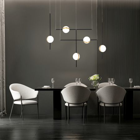 PENDANT LIGHT 8W ALUMINIUM-METAL-ACRYLIC BLACK&GOLD (2001 Zambelis) - Zambelis