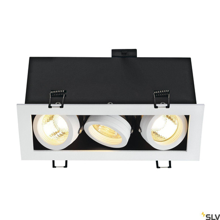 KADUX 3, lampa wpuszczana, trzypunktowa, QPAR51, prostokątna, biała matowa, maks. 150W, ze sprężynami zaciskowymi (115531) - SLV