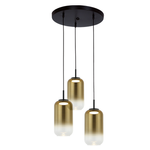 PENDANT LED LIGHT 3X12W 3000K GLASS BLACK-GOLD (23231 Zambelis) - Zambelis