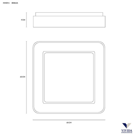 Plafon lub kinkiet INNER S 60 cm Kol. Biały (0044.21.BI) - Vivida