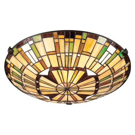 Lampa w stylu Tiffany - Plafon Reed Valiant brąz (QZ-REED-F-VB) - Elstead Lighting