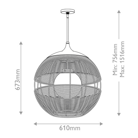 Średnia lampa wisząca na taras Maddox karmelowy beż (QN-MADDOX-P-M-BK-CAM) - Quintiesse