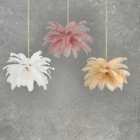 Ekskluzywna lampa wisząca z piórami EMU pióra beżowe 100 cm (ST-DN127 beige) - Step into Design