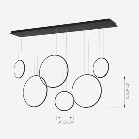 Altavola Design: Lampa wisząca Ledowe Okręgi no. 8 czarna 180 cm in 3k	 (LA076/P_180_in_3k_black) - ALTAVOLA DESIGN
