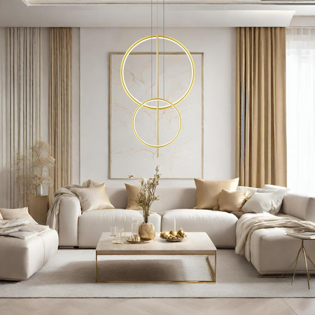 Lampa wisząca Linea No.5 60/40cm złota 3k (LA087/2P_60_40_100_3k_gold) - ALTAVOLA DESIGN